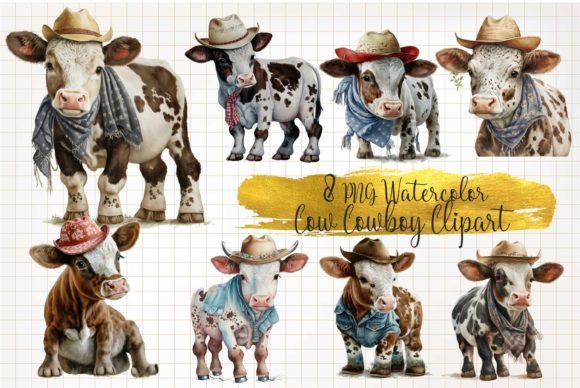 Reviewing Cow Cowboy Watercolor Clipart for Embroidery
